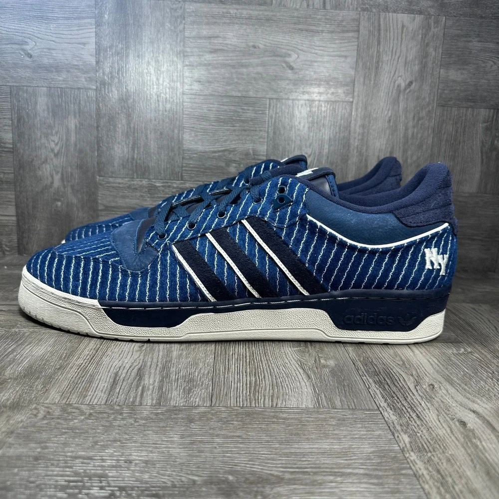 Adidas Rivalry Low 86 Mens 19 Navy Blue Pinstripe NY Streetwear Suede NEW IE7183